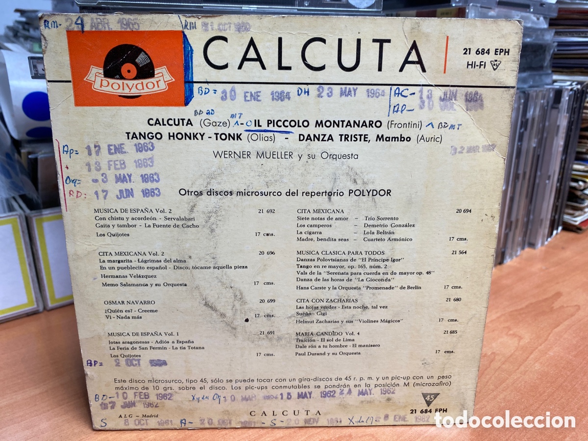 Discos de vinilo: Werner M&uuml;ller - Calcuta (7&rdquo;, EP) - Foto 2