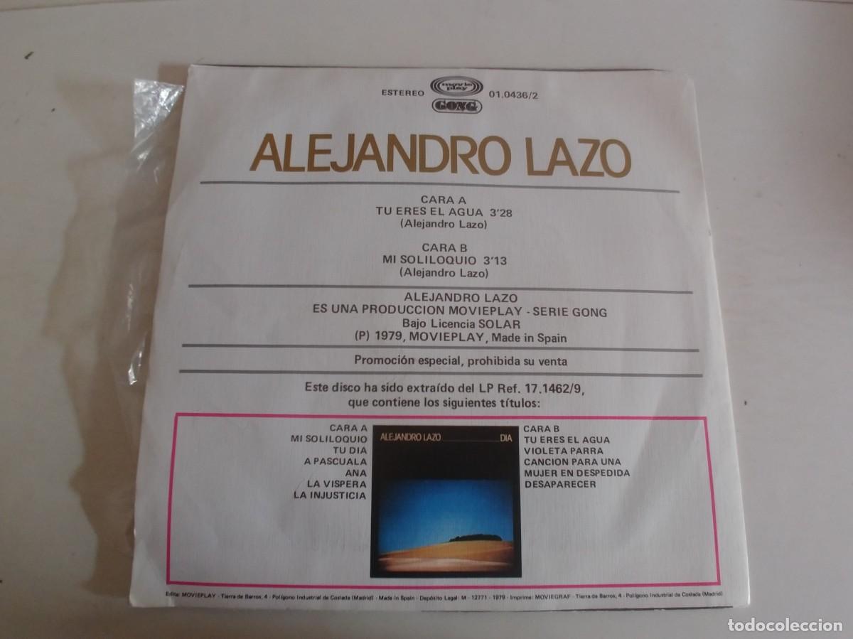 Discos de vinilo: ALEJANDRO LAZO-SINGLE TU ERES EL AGUA-NUEVO - Foto 2