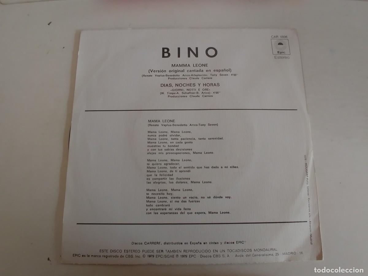 Discos de vinilo: BINO-SINGLE MAMMA LEONE-EN ESPA&Ntilde;OL-NUEVO - Foto 2