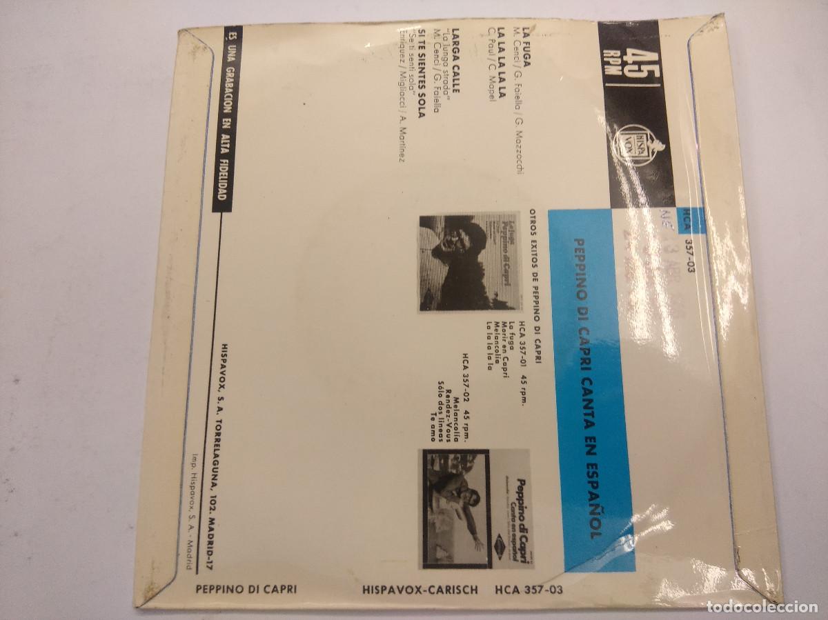 Discos de vinilo: PEPPINO DI CAPRI/LA FUGA/SINGLE. - Foto 3