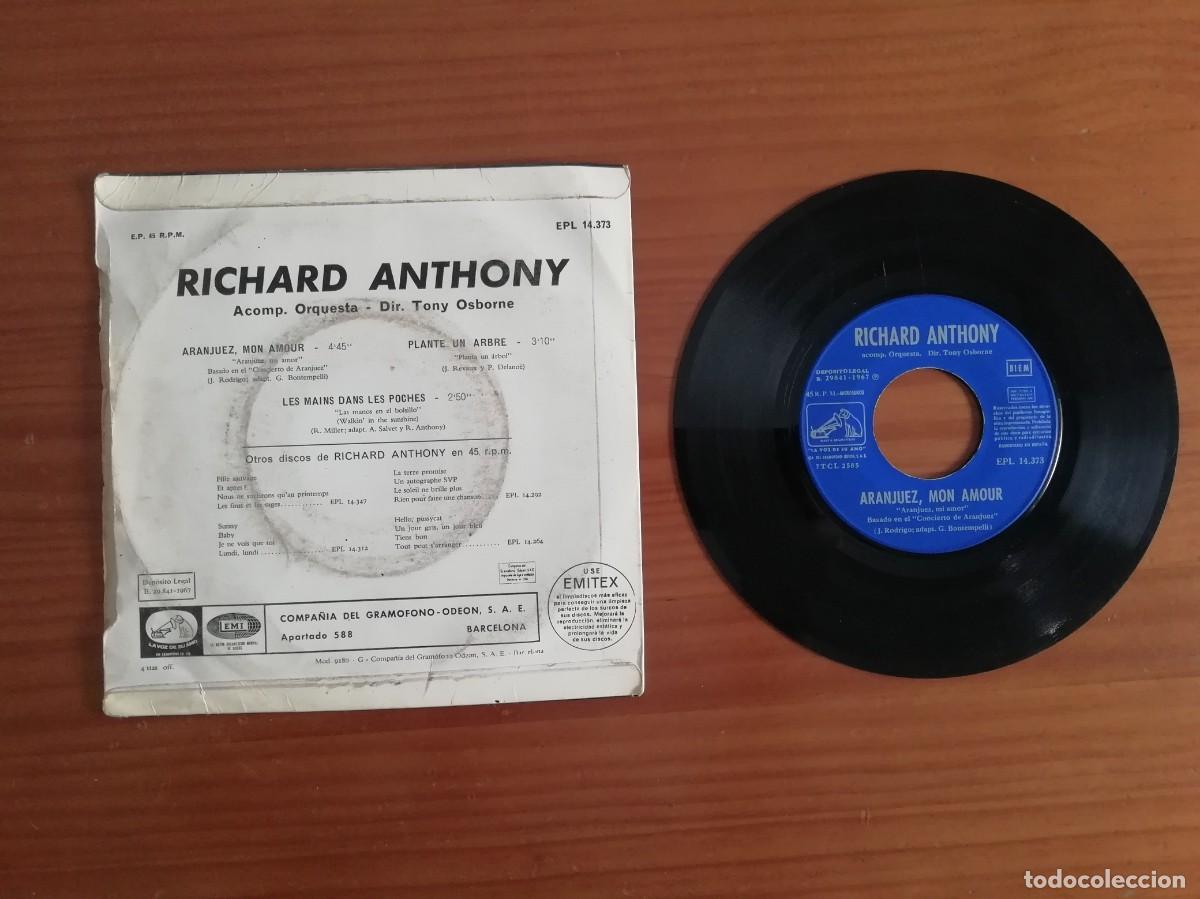Discos de vinilo: SINGLE DE VINILO DE RICHARD ANTHONY- ARANJUEZ, MON AMOUR -1967- SIN COMPROBAR - Foto 2