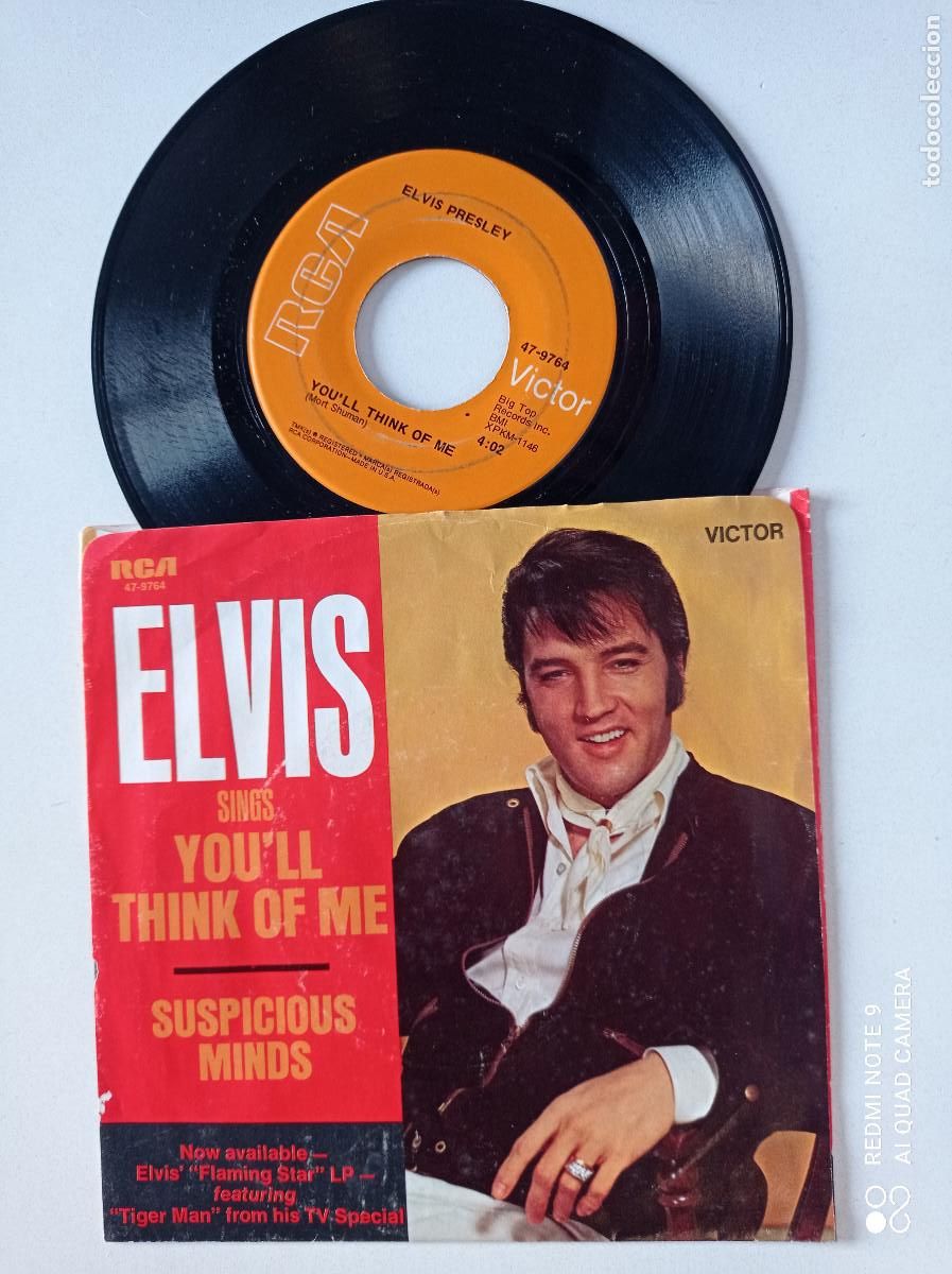 Discos de vinilo: ELVIS - Suspicious Minds - SINGLE USA RCA 1969 - Foto 1
