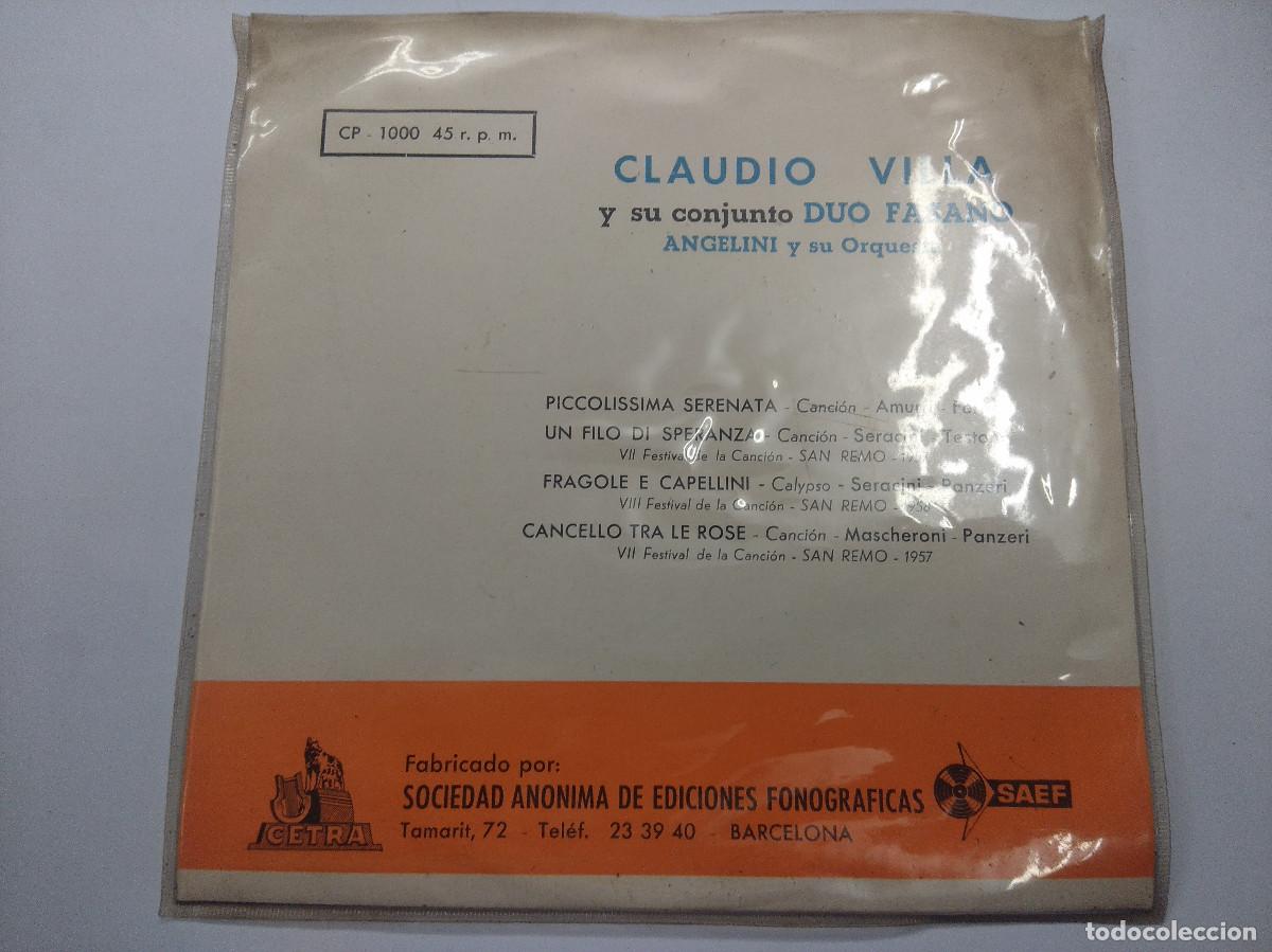 Discos de vinilo: CLAUDIO VILLA/PICCOLISSIMA SERENATA/SINGLE. - Foto 3