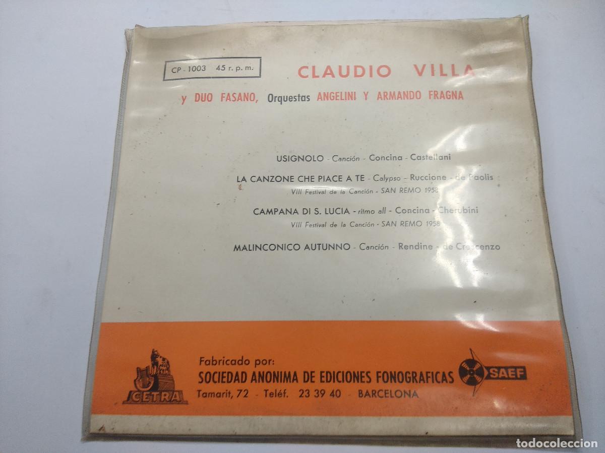 Discos de vinilo: CLAUDIO VILLA/USIGNOLO/SINGLE. - Foto 3