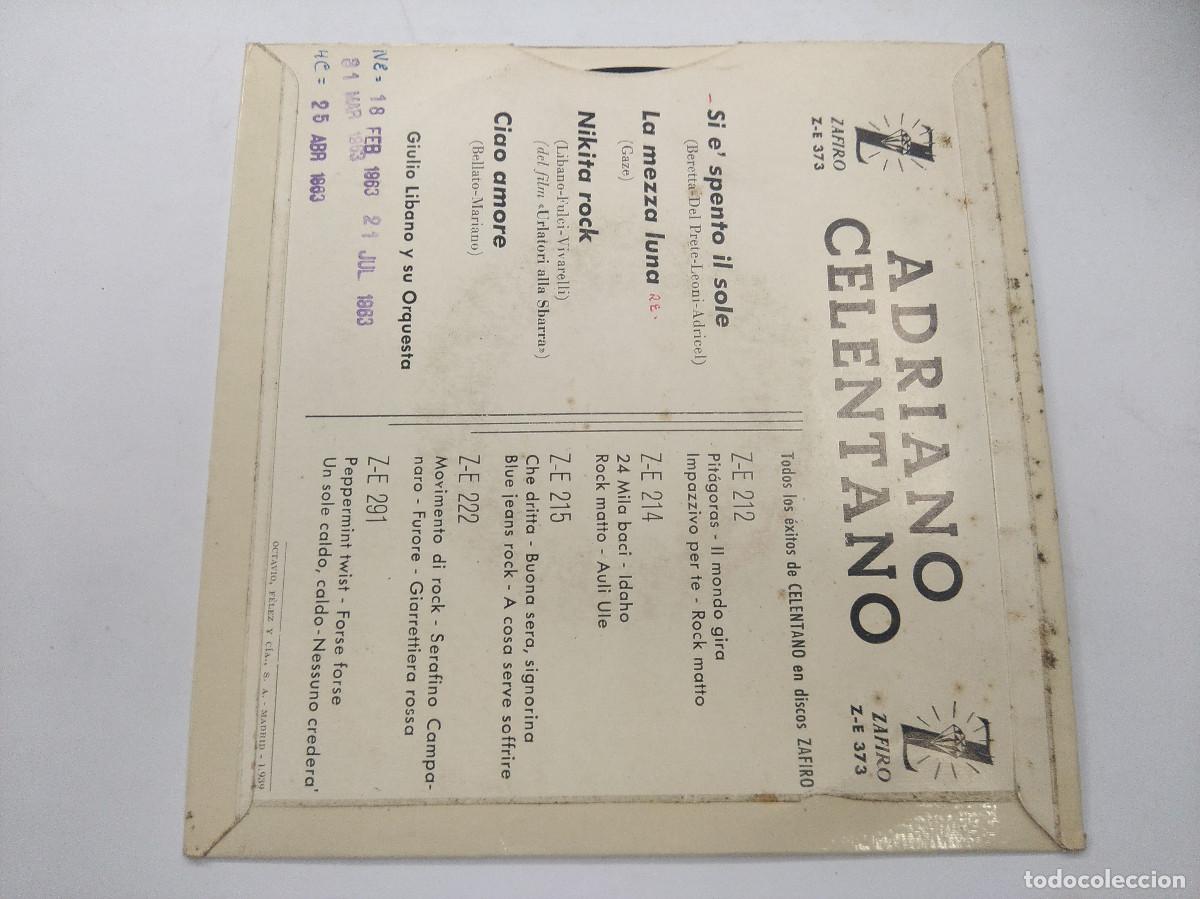 Discos de vinilo: ADRIANO CALENTANO/SI E SPENTO IL SOLE/SINGLE. - Foto 3