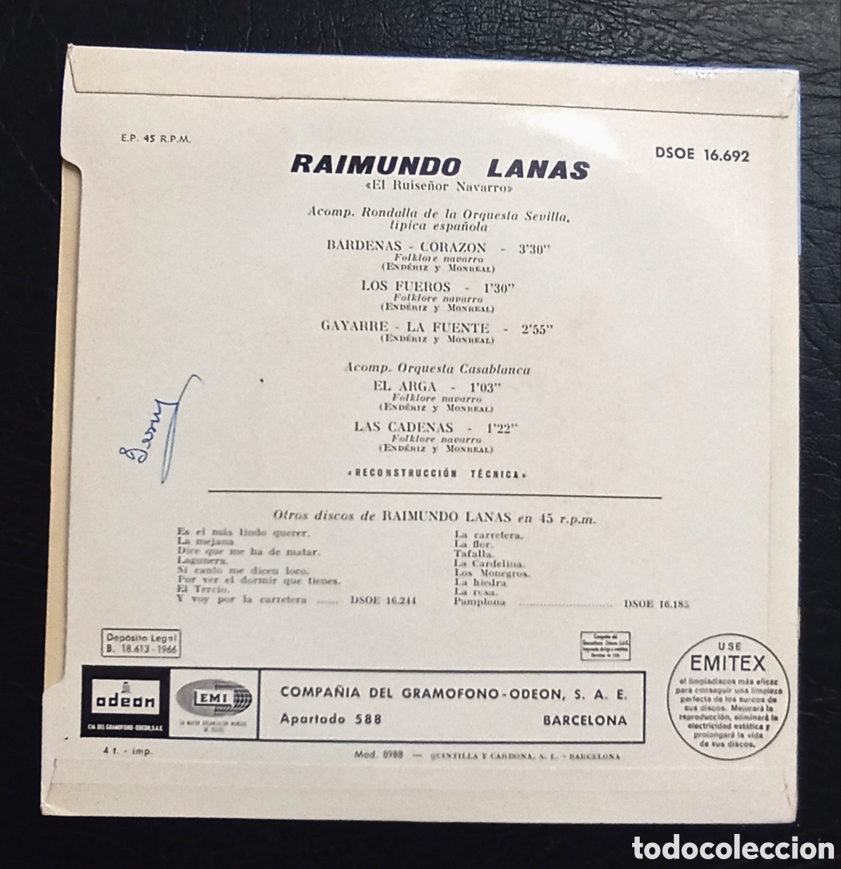 Discos de vinilo: EP RAIMUNDO LANAS - BARDENAS-CORAZ&Oacute;N... - ODEON 1966 - Foto 2