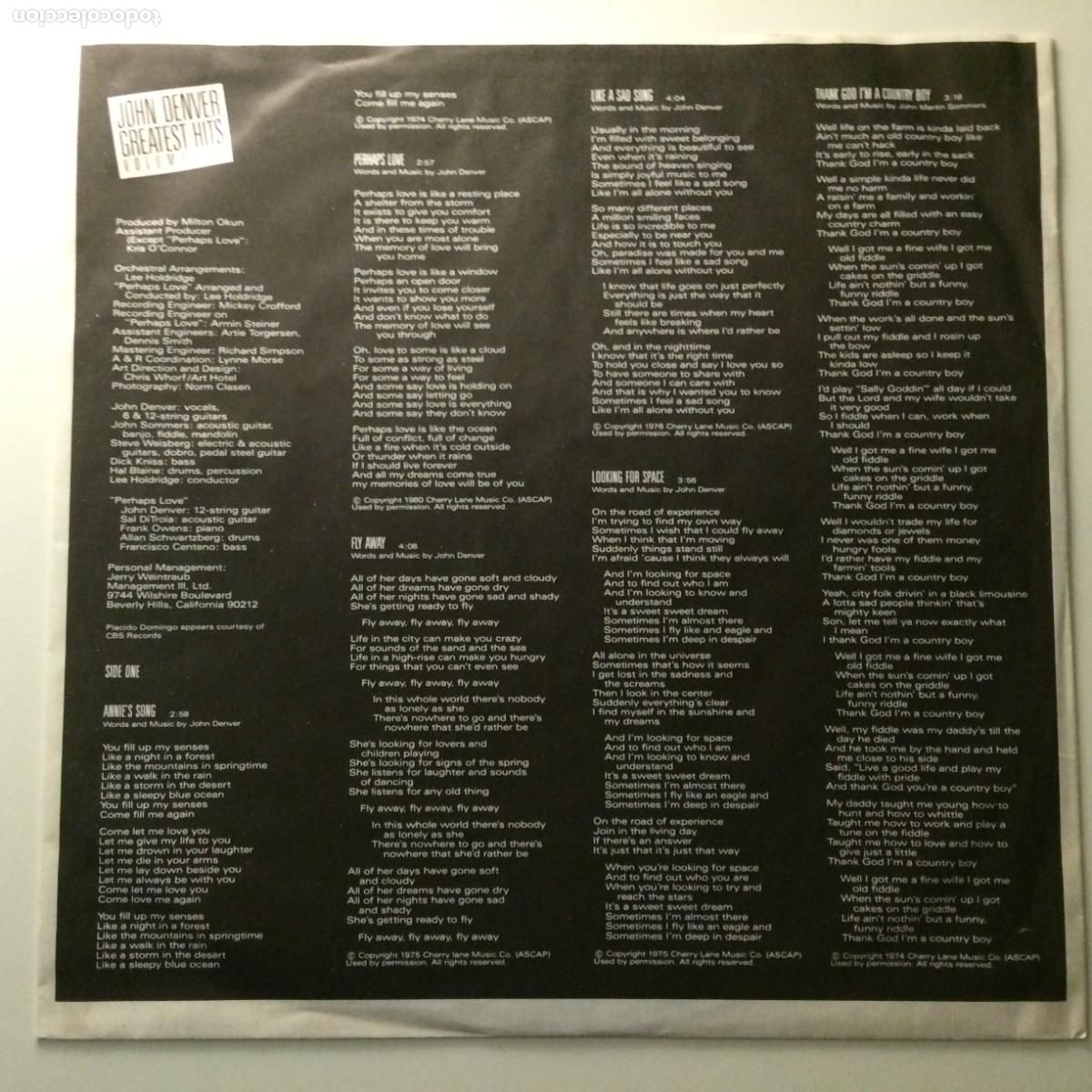 Discos de vinilo: John Denver &lrm;&ndash; Greatest Hits Volume Two , Germany 1982 RCA - Foto 3