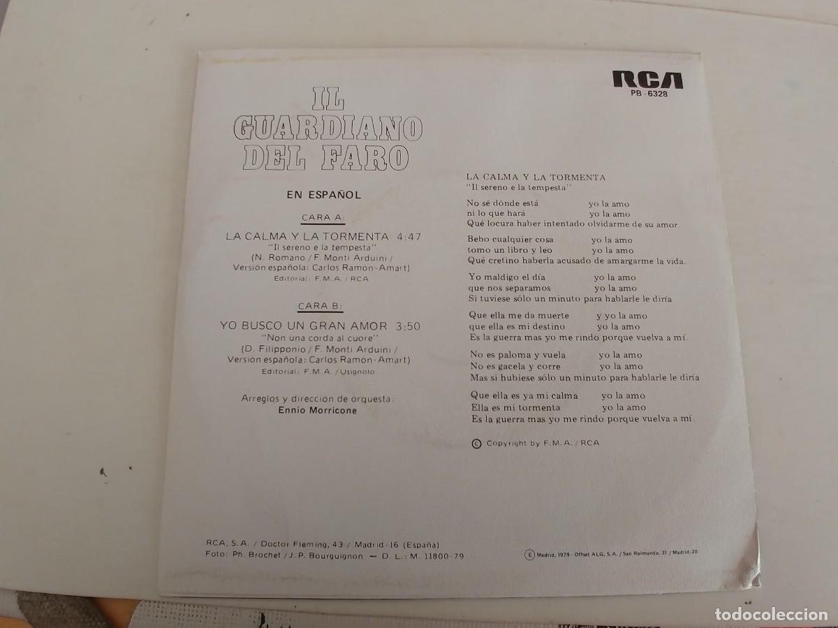 Discos de vinilo: IL GUARDIANO DEL FARO-SINGLE LA CALMA Y LA TORMENTA - Foto 2