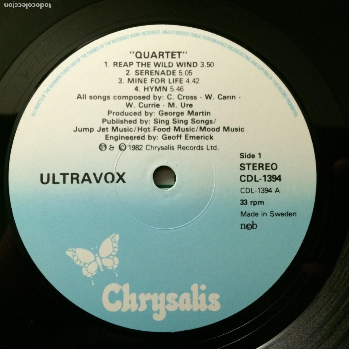 Discos de vinilo: Ultravox &lrm;&ndash; Quartet , Sweden 1982 Chrysalis - Foto 5
