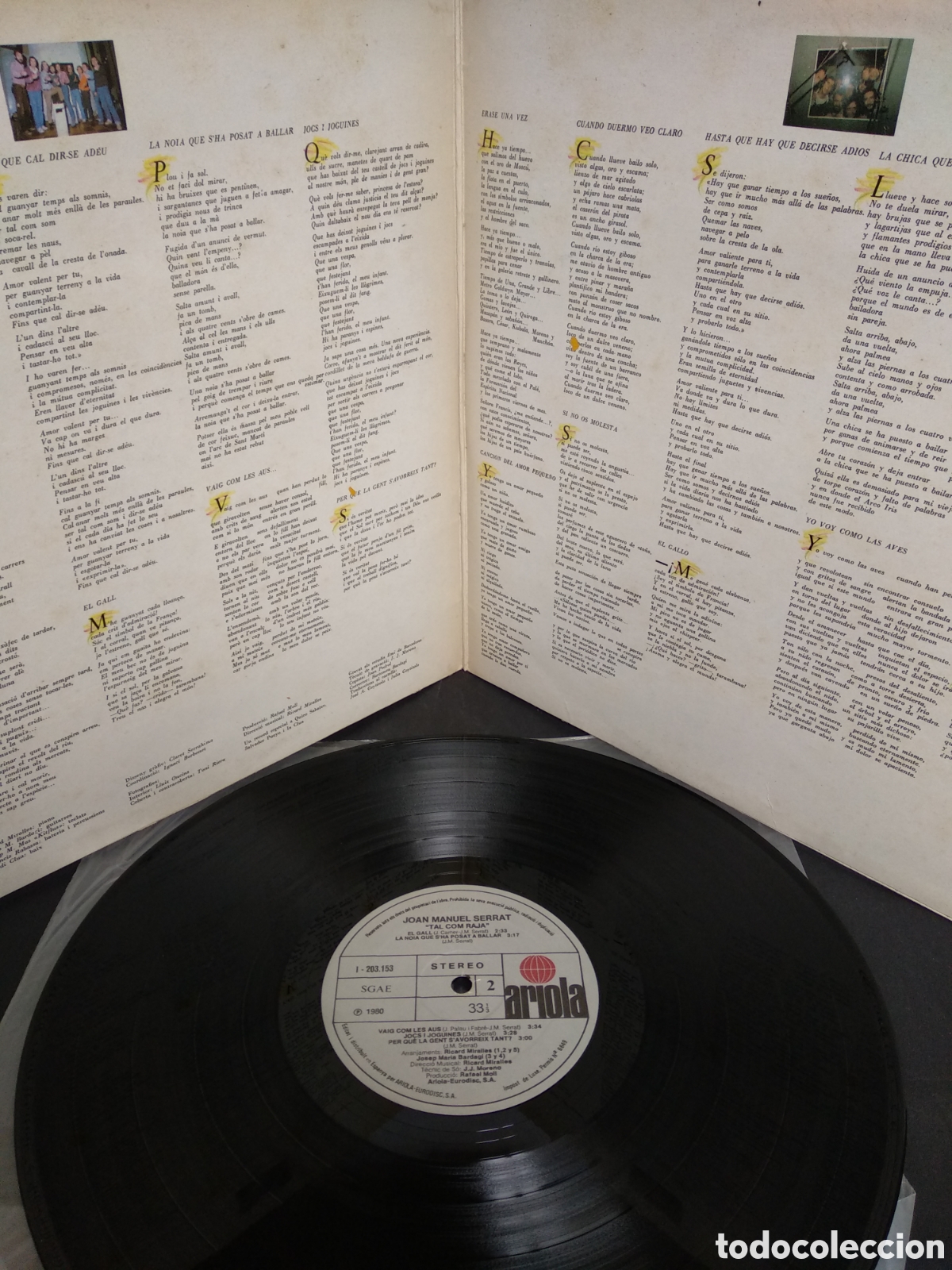 Discos de vinilo: *JOAN MANUEL SERRAT, TAL COM RAJA, SPAIN, ARIOLA, A3 - Foto 2