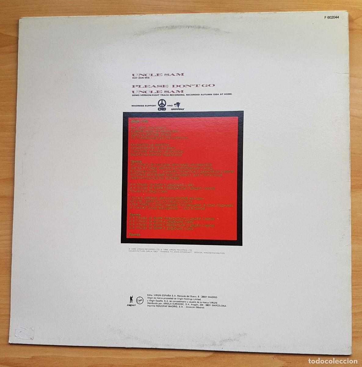 Discos de vinilo: MADNESS ( UNCLE SAM) RAY GUN MIX- MX 1985 - Foto 2