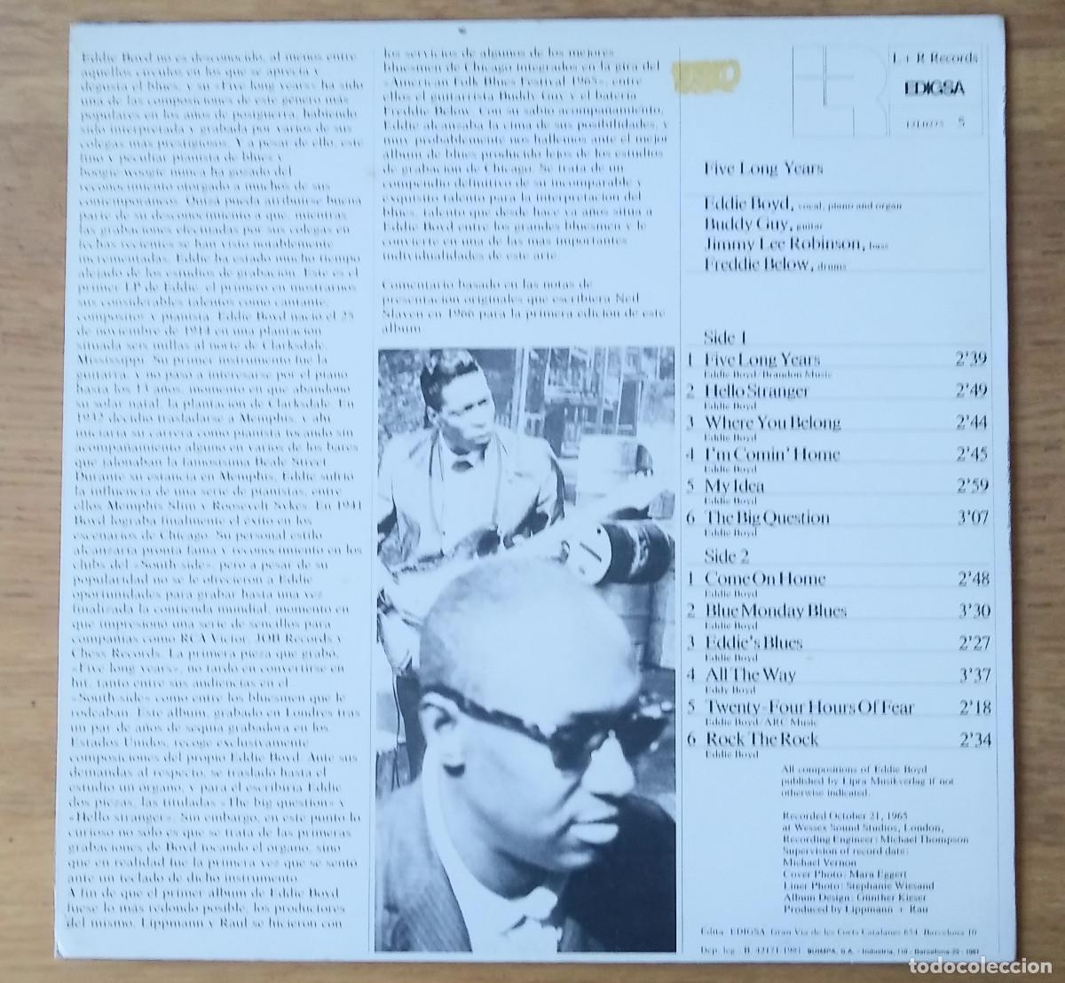 Discos de vinilo: EDDIE BOYD: &rdquo;FIVE LONG YEARS&rdquo; LP VINILO 1981 BLUES - Foto 2