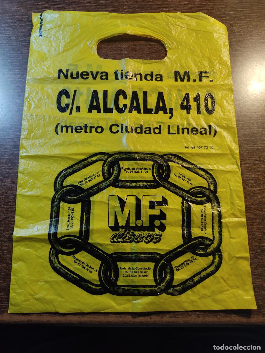 Discos de vinilo: Bolsa antigua de tienda de discos MF en Madrid