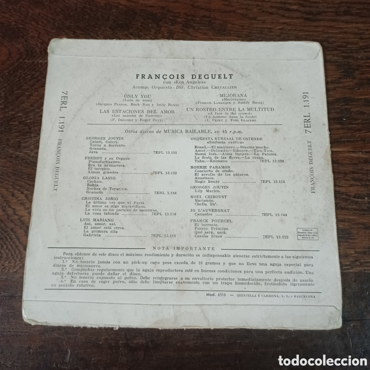 Discos de vinilo: FRANCOIS DEGUELT - ONLY YOU + 3 - Foto 2