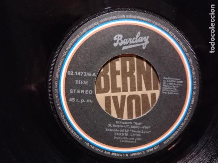 Discos de vinilo: Bernie Lyon - infierno + pescado blanco - Foto 3