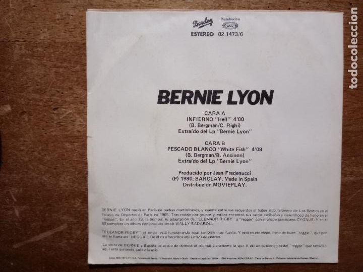 Discos de vinilo: Bernie Lyon - infierno + pescado blanco - Foto 2
