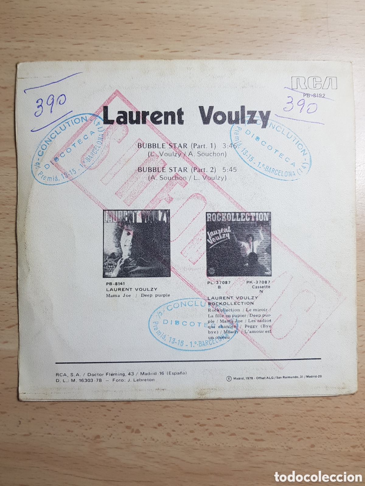 Discos de vinilo: Single 7&rdquo; Laurent Voulzy 1978 Bubble Star - Foto 2