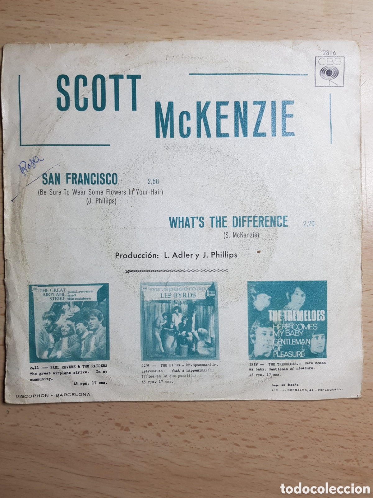 Discos de vinilo: Single 7&rdquo; Scott Mackenzie 1987? San Francisco - Foto 2