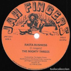 Discos de vinilo: THE MIGHTY THREES - RASTA BUSINESS / SATA - 12” [JAH FINGERS MUSIC, 2018] ROOTS REGGAE DUB. Lote 386106279