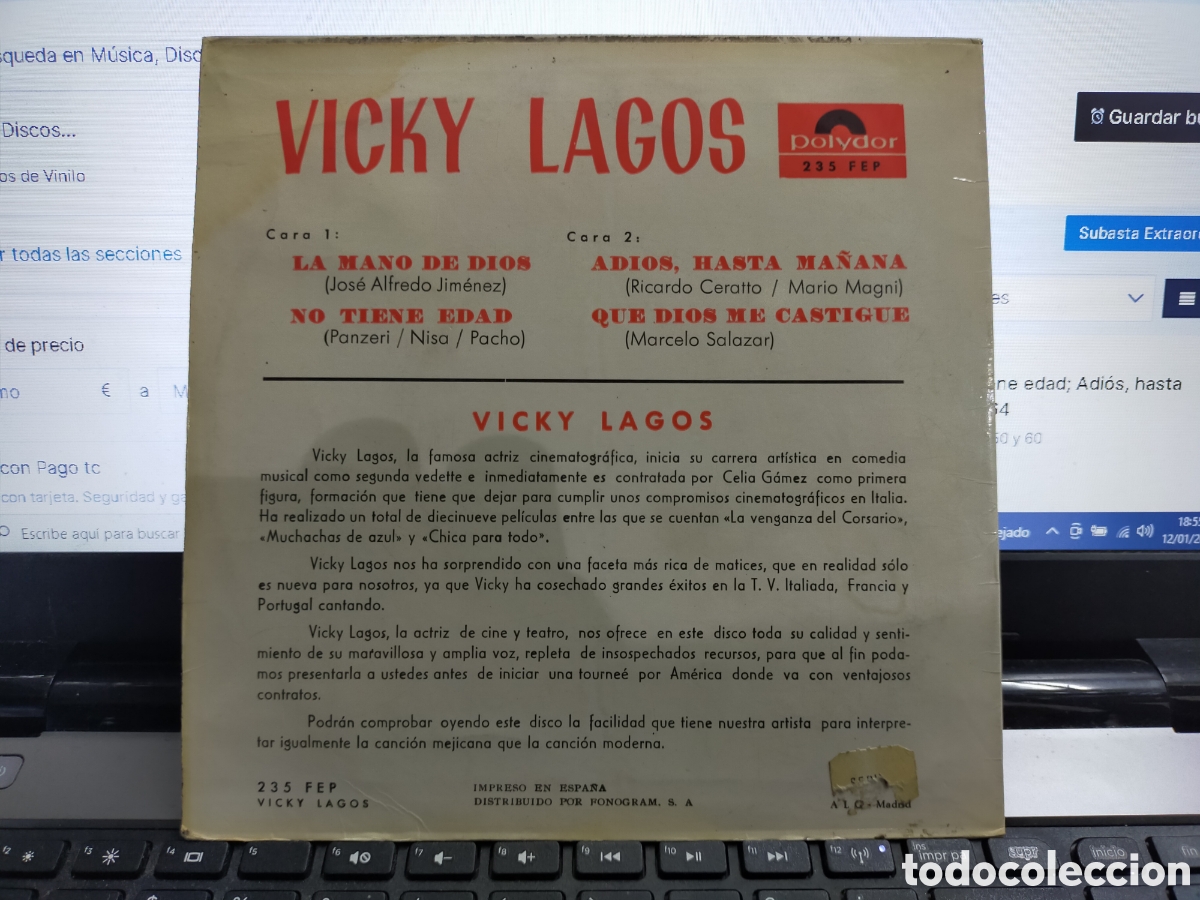 Discos de vinilo: Vicky lagos ep la mano de Dios + 3 1964 - Foto 2