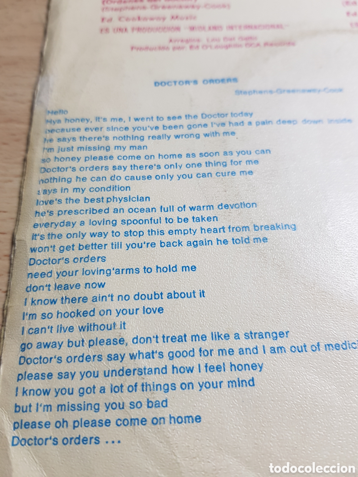 Discos de vinilo: Single 7&rdquo; Carol Douglas 1974 Doctors Orders. - Foto 3
