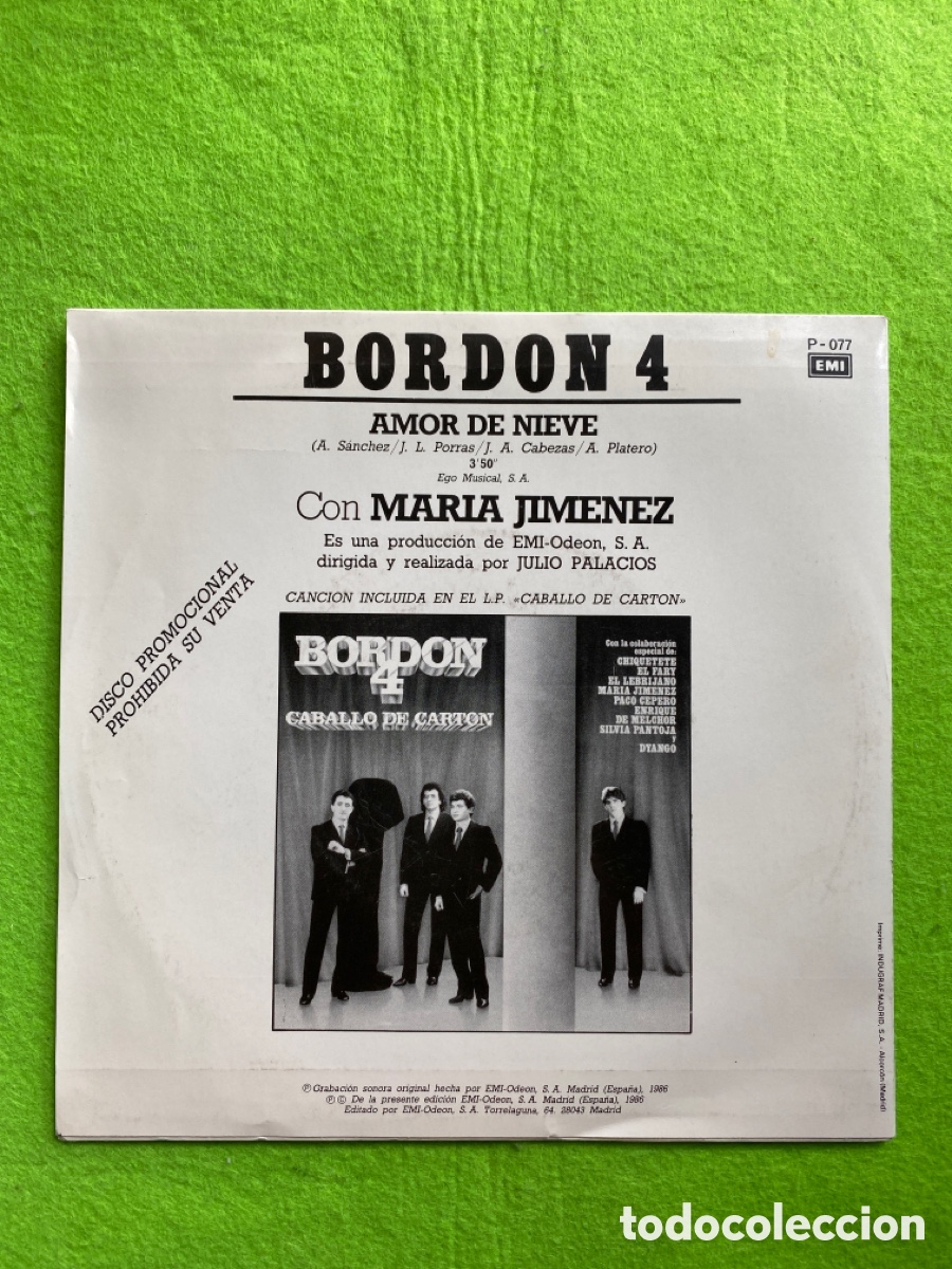 Discos de vinilo: Mar&iacute;a Jim&eacute;nez y Bord&oacute;n 4 (promocional) - Foto 2