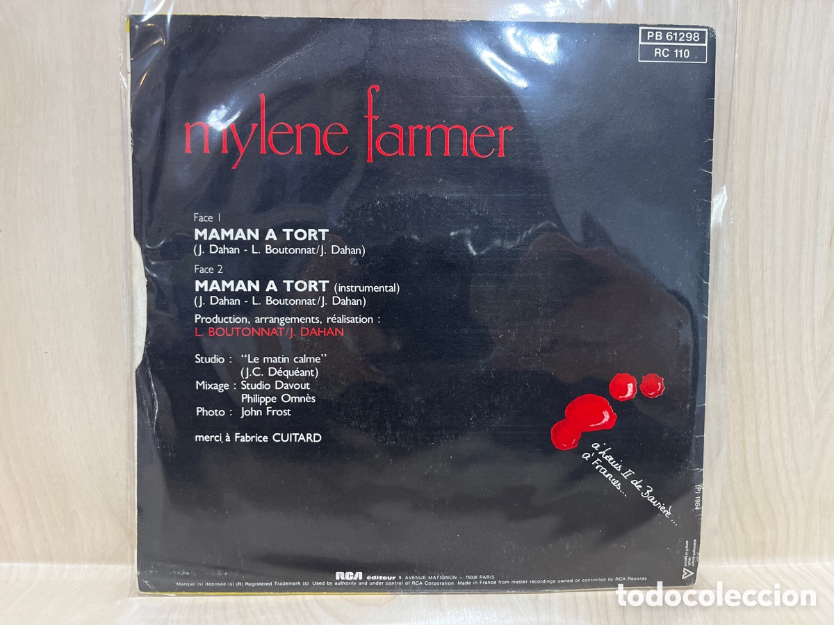 Discos de vinilo: Mylene Farmer - Maman A Tort (7&rdquo;, Single) - Foto 2