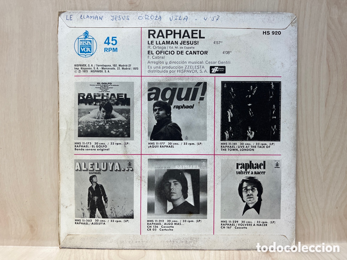 Discos de vinilo: Raphael - Le Llaman Jesus! (7&rdquo;, Single) - Foto 2