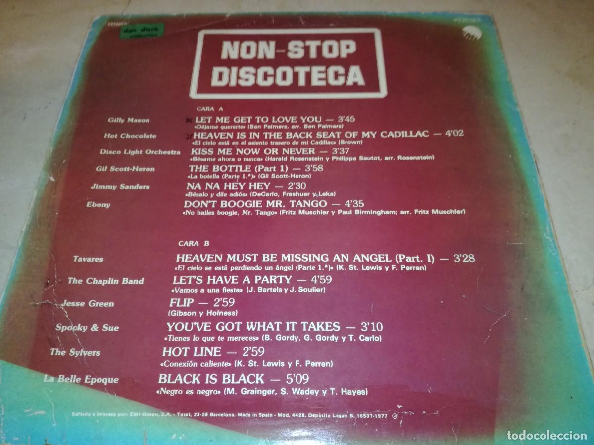 Discos de vinilo: NON-STOP DISCOTECA-VERSIONES ORIGINALES-ORGINAL ESPA&Ntilde;OL 1977 - Foto 2