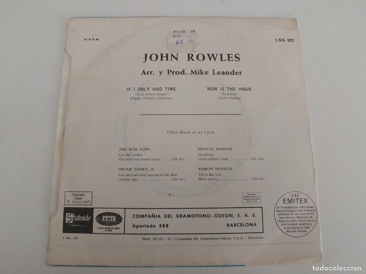Discos de vinilo: JOHN ROWLES-SINGLE IF I ONLY HAD TIME - Foto 2