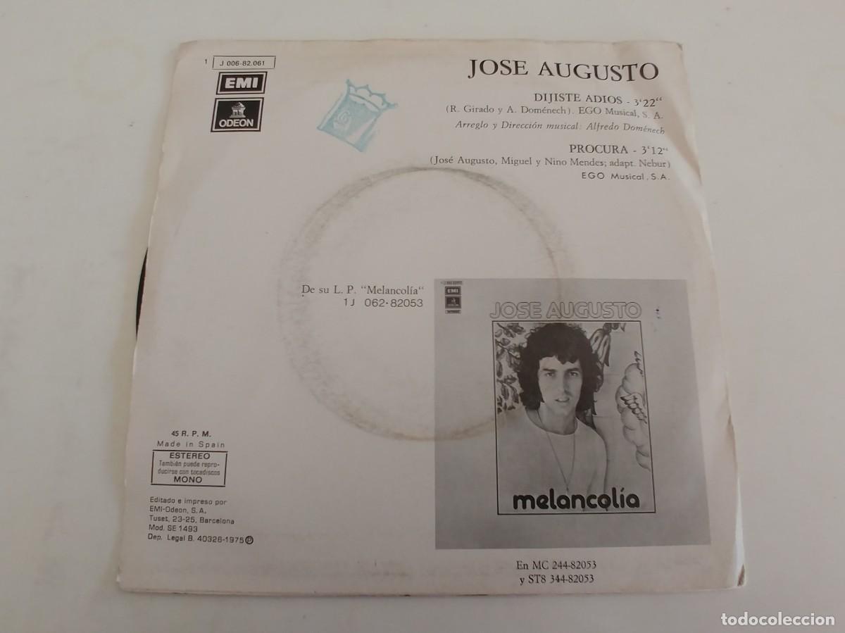 Discos de vinilo: JOSE AUGUSTO-SINGLE DIJISTE ADIOS - Foto 2