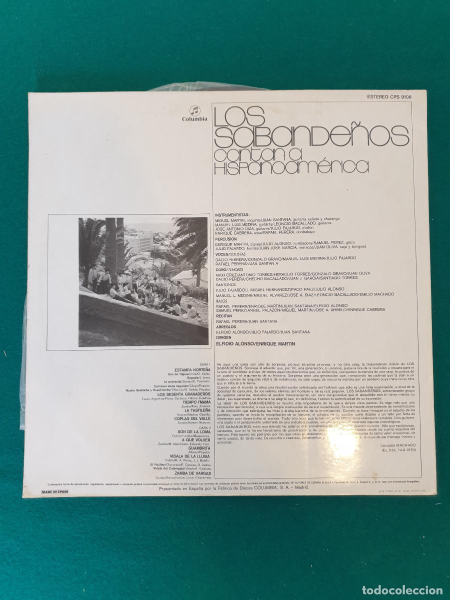 Discos de vinilo: LOS SABANDE&Ntilde;OS - CANTAN A HISPANOAMERICA - Foto 2