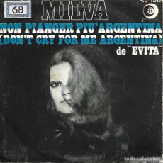 Discos de vinilo: MILVA - NON PIANGER PIU ARGENTINA DE EVITA / UN ALTRA STAGIONE - HISPAVOX - 1977. Lote 387522929