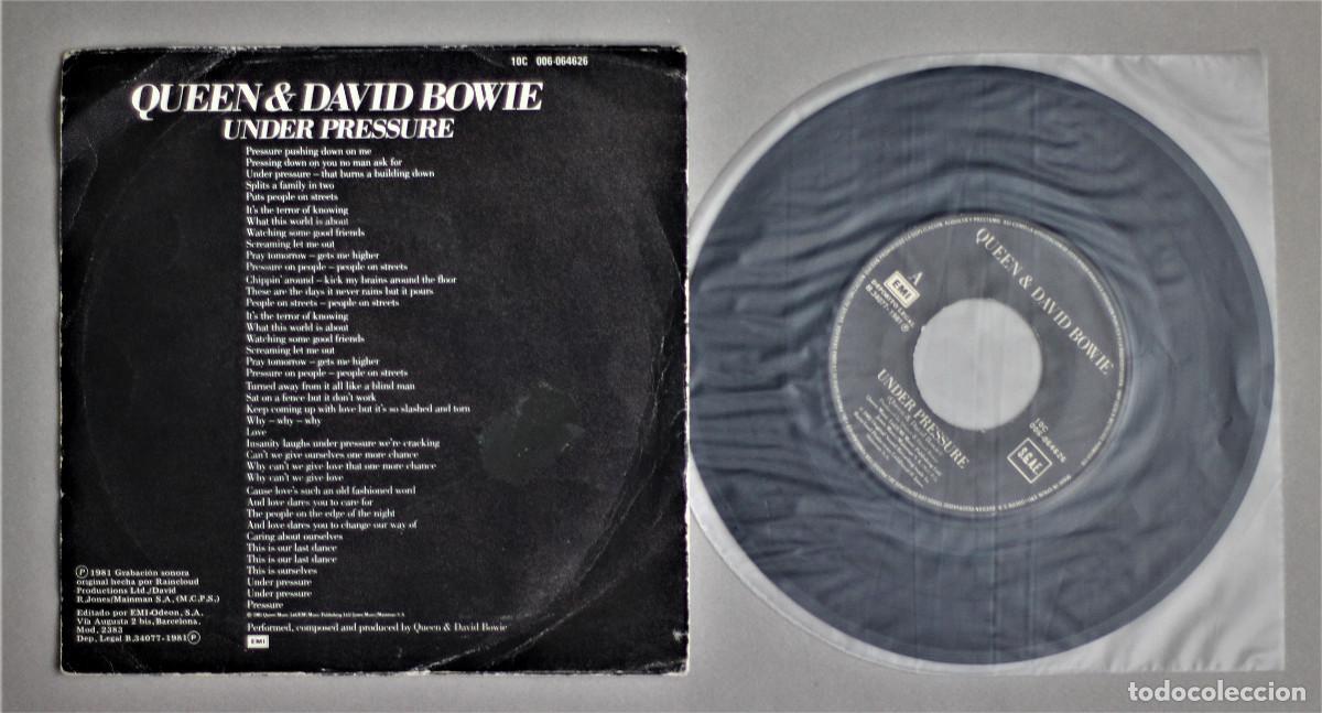 Discos de vinilo: QUEEN & DAVID BOWIE//UNDER PRESURE//SINGLE//1981//EMI ESPA&Ntilde;A - Foto 2