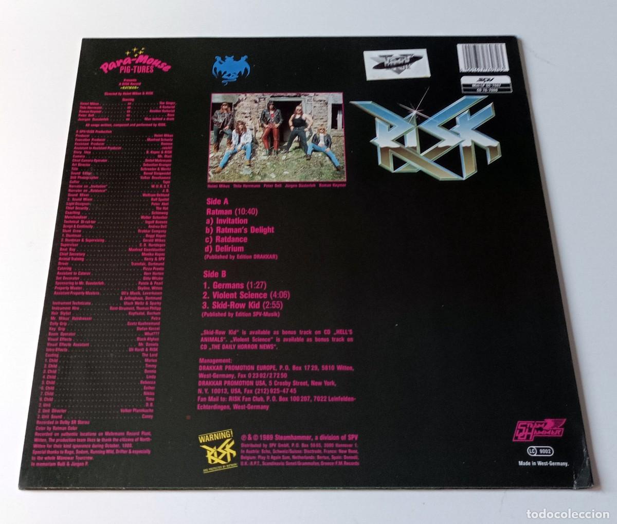 Discos de vinilo: LP RISK - RATMAN (Steamhammer 1989) - Foto 2