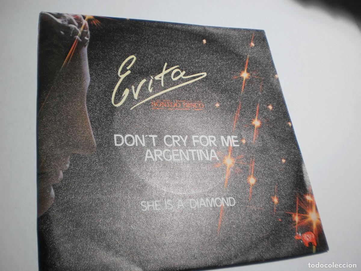 Disques de vinyle: single evita sonido disco. don't cry for me argentina. she is a diamond. rso 1979 spain (seminuevo)