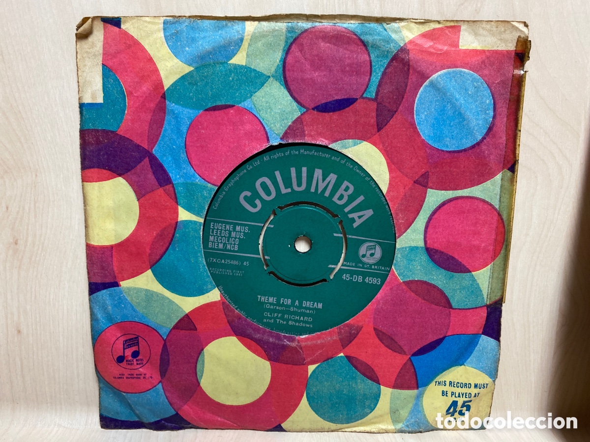 Discos de vinilo: Cliff Richard & The Shadows - Theme For A Dream (7&rdquo;, Single) Ed. UK - Foto 1