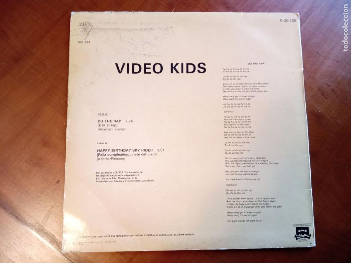 Discos de vinilo: LP VIDEO KIDS DO THE RAP 1985 - Foto 2