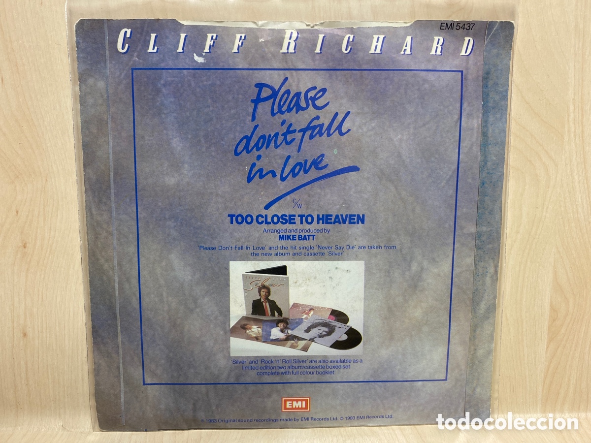 Discos de vinilo: Cliff Richard - Please Dont Fall In Love (7&rdquo;, Single) Ed. UK - Foto 2