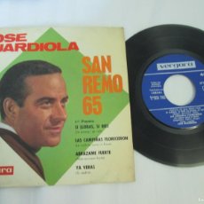 Discos de vinilo: JOSÉ GUARDIOLA - SAN REMO 65. EP 1965, 4 TEMAS. ED ESPAÑOLA 7”. MUY BUEN ESTADO. Lote 387867819