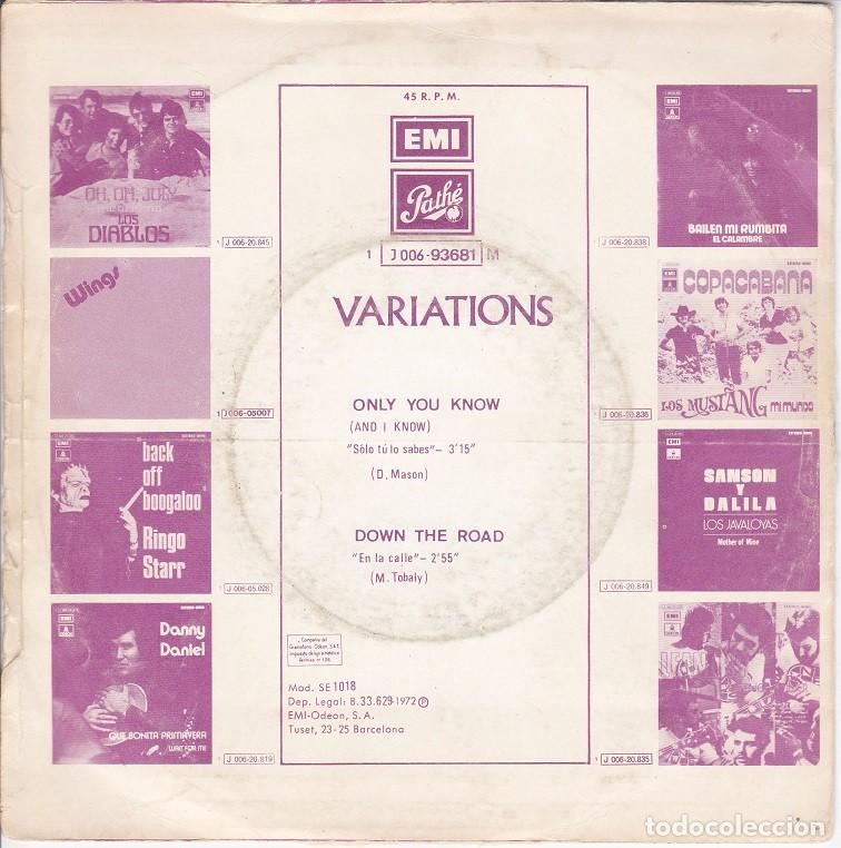 Discos de vinilo: Variations &ndash; Only you know; Down the road &ndash; EMI 006-93681 &ndash; 1972 - Foto 2