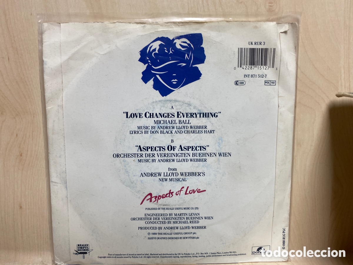 Discos de vinilo: Michael Ball - Love Changes Everything (7&rdquo;, Single) Ed. UK - Foto 2