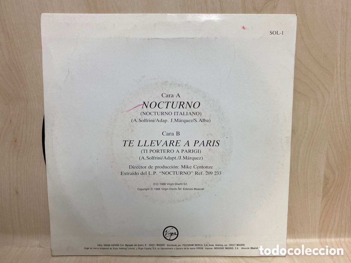 Discos de vinilo: Alberto Solfrini - Nocturno (7&rdquo;, Single) - Foto 2