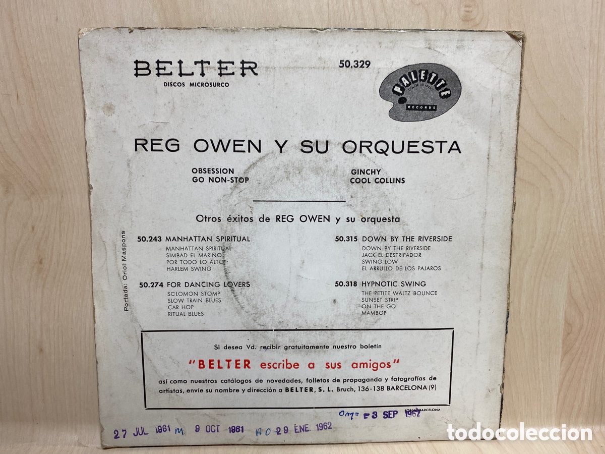 Discos de vinilo: Reg Owen And His Orchestra - Obsession (7&rdquo;, EP) - Foto 2