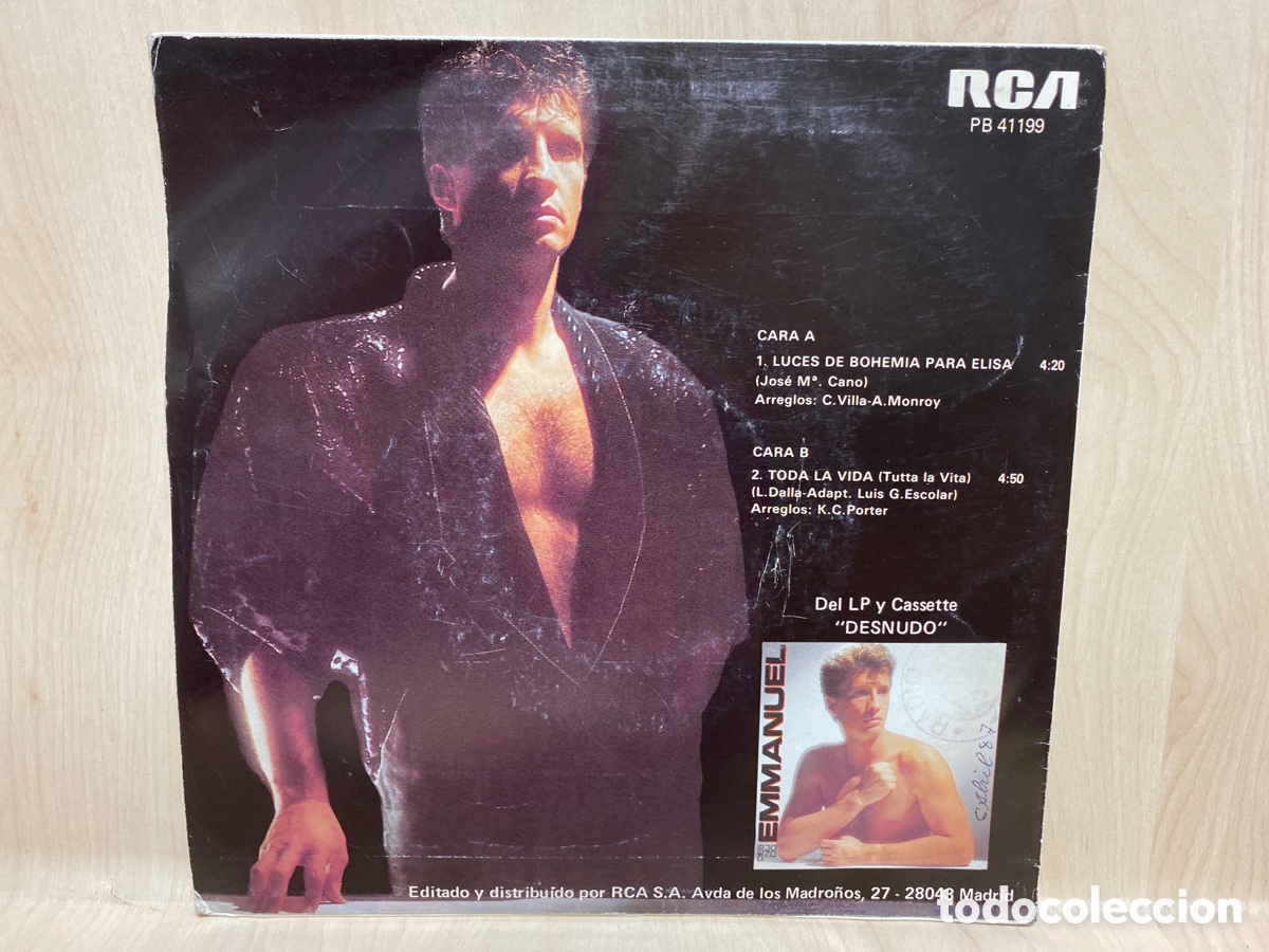 Discos de vinilo: Emmanuel - Luces De Bohemia Para Elisa (7&rdquo;, Single) - Foto 2