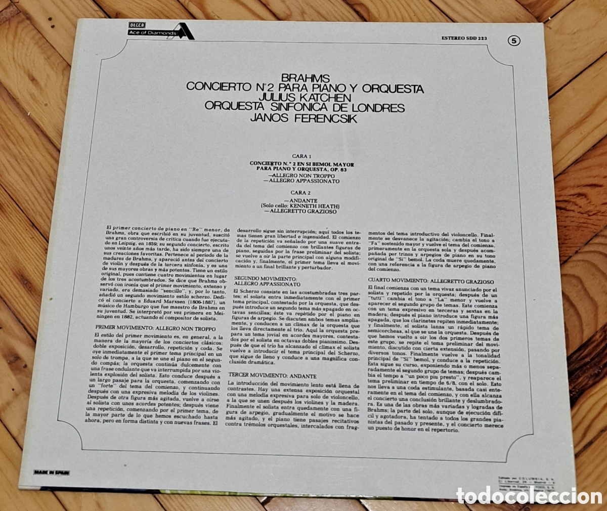 Discos de vinilo: BRAHMS CONCIERTO PARA PIANO No. 2 - Foto 2