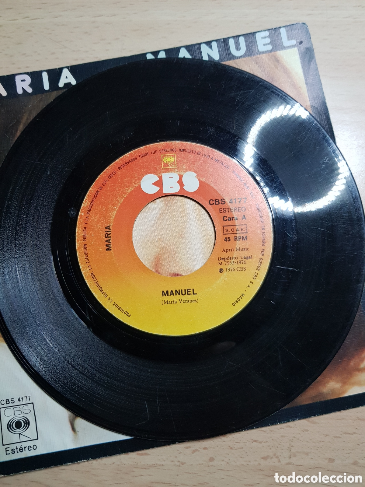 Discos de vinilo: Single 7&rdquo; Mar&iacute;a 1976 Manuel + Te ir&aacute;s, amor. - Foto 3