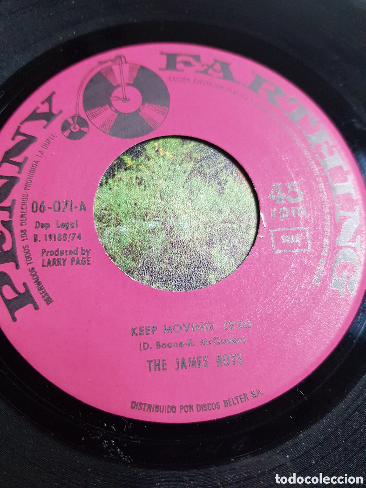 Discos de vinilo: Single 7&rdquo; The James Boys 1974 Keep moving. - Foto 3