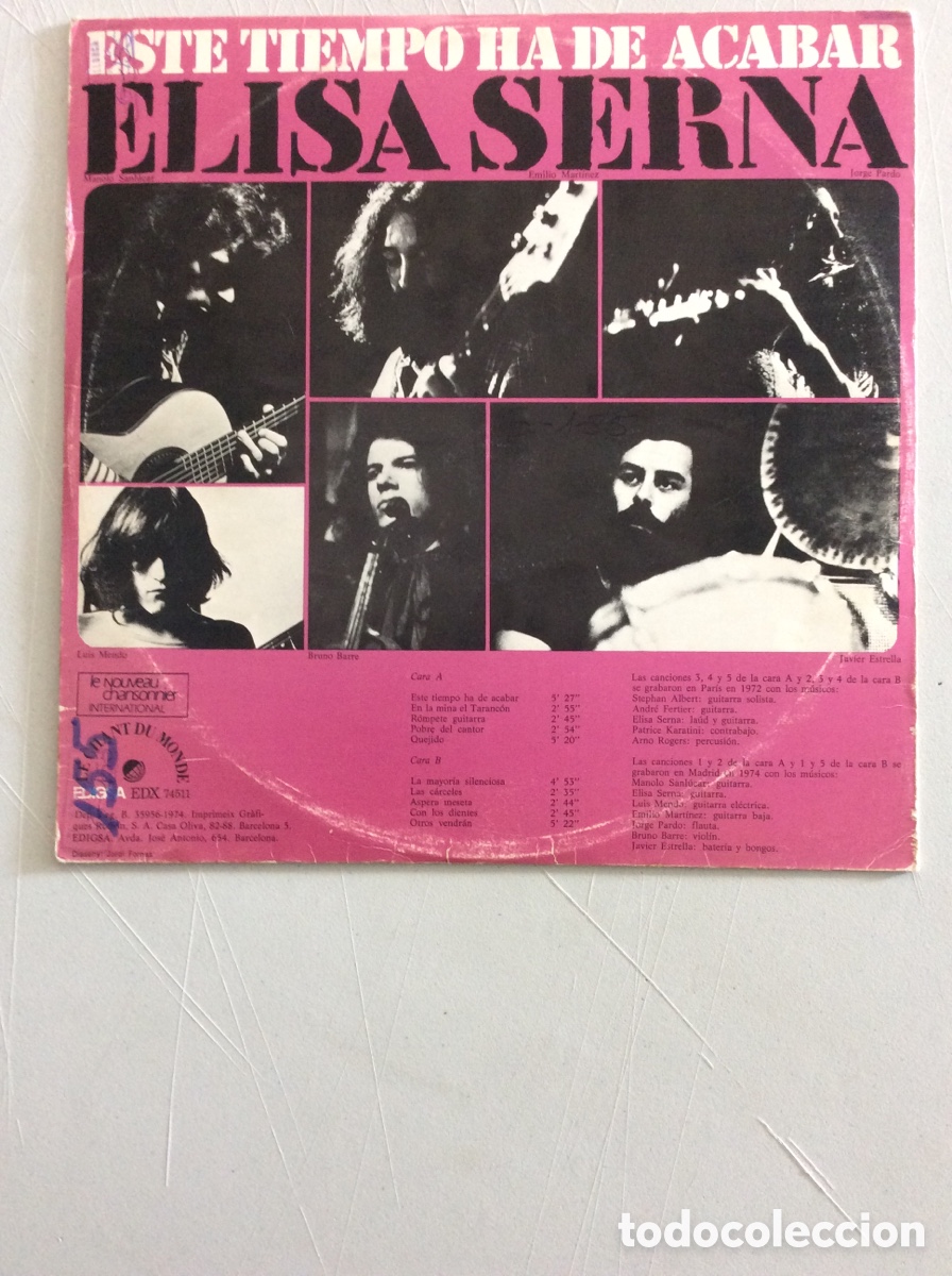 Discos de vinilo: Elisa Serna. Este tiempo ha de acabar. - Foto 2