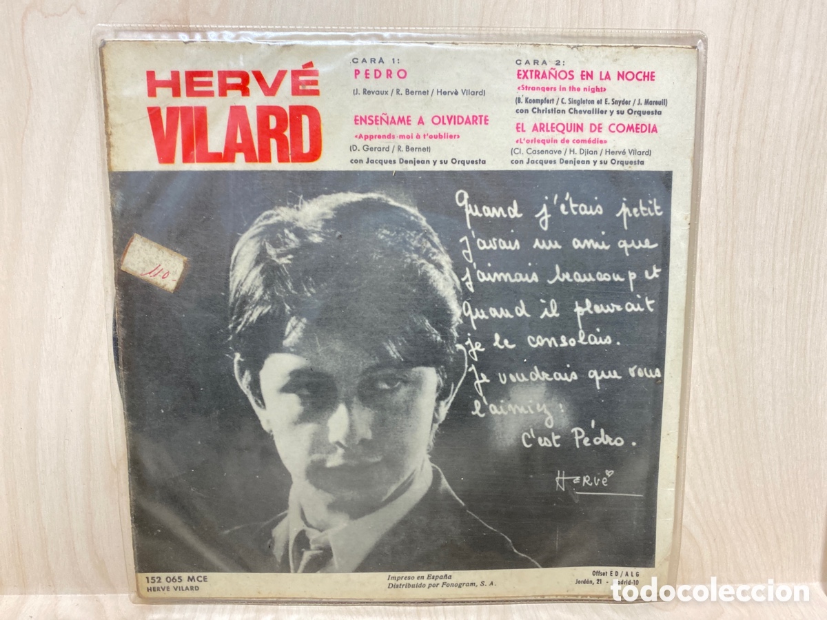 Discos de vinilo: Herv&eacute; Vilard - Pedro (7&rdquo;, EP, Mono) - Foto 2